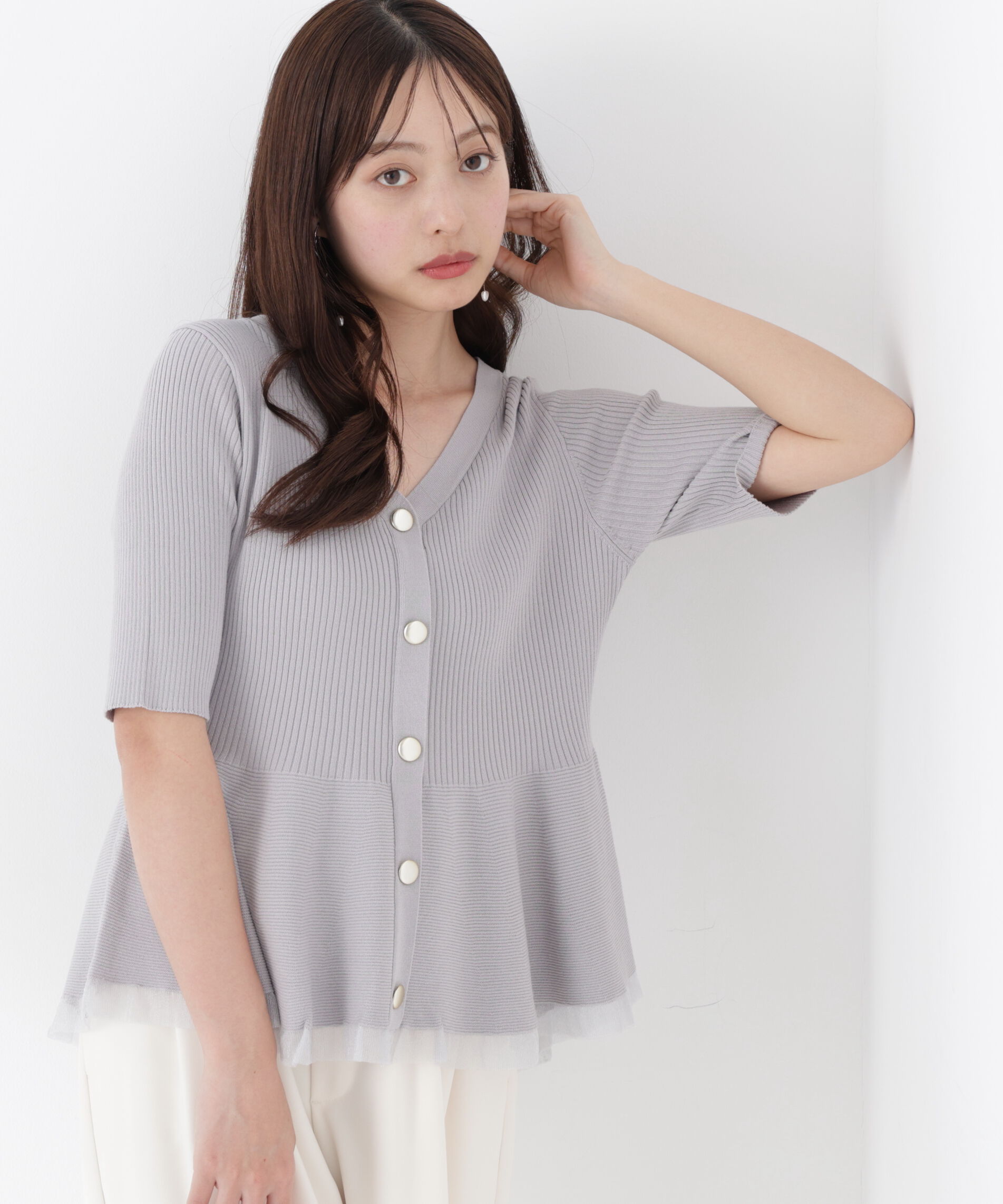 PROPORTION BODY DRESSING「部分シアーペプラムニット 26AW」|ニット・セーター|