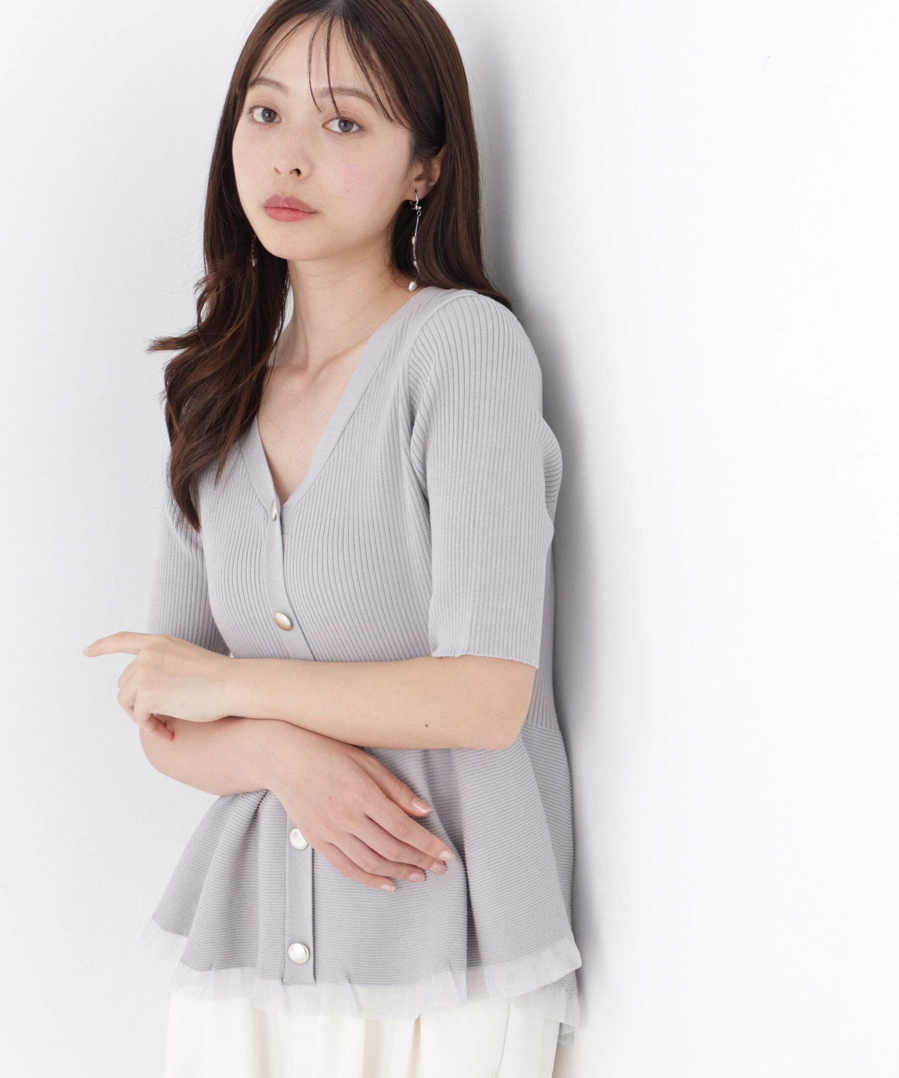 PROPORTION BODY DRESSING「部分シアーペプラムニット 26AW」|ニット・セーター|