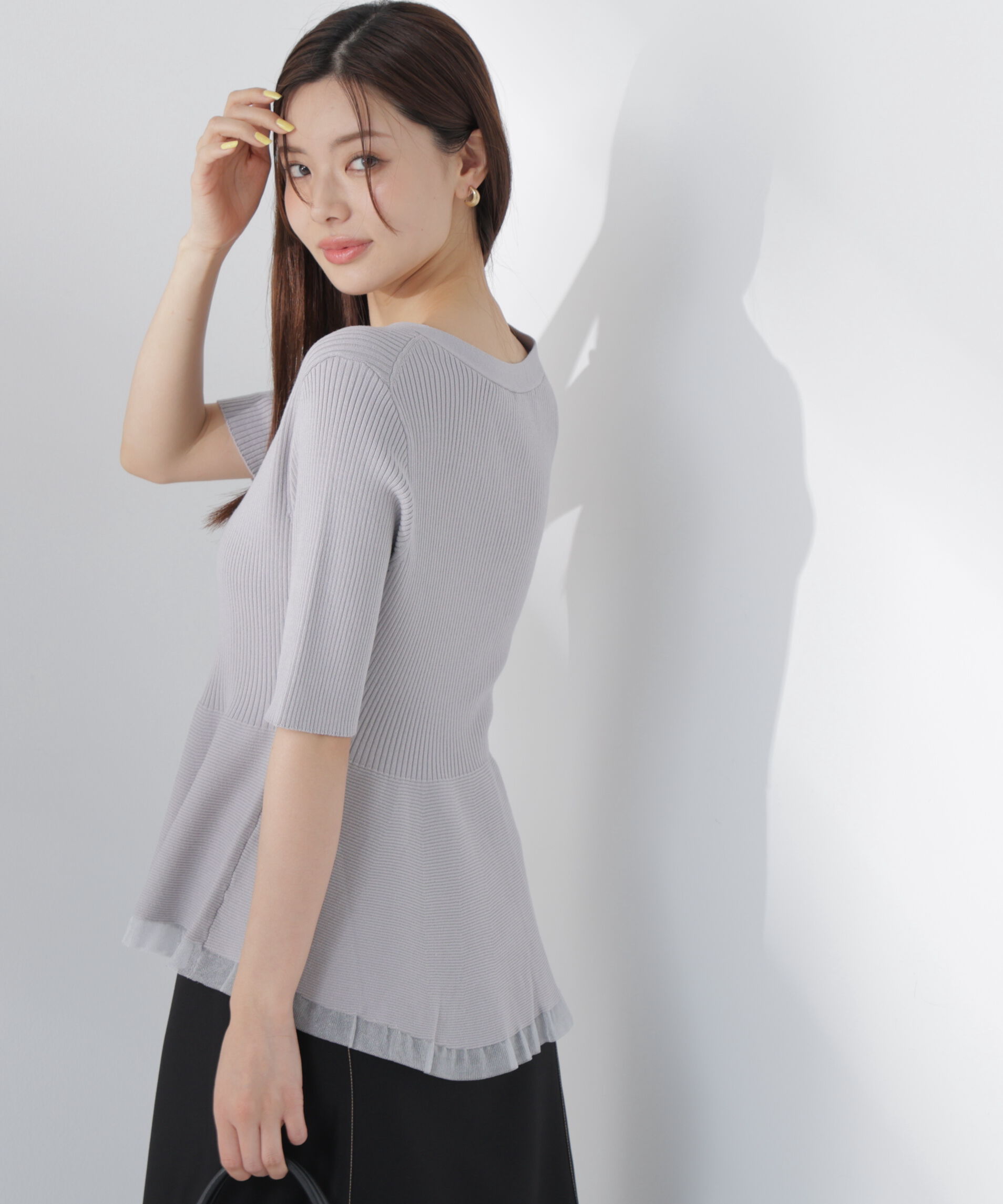 PROPORTION BODY DRESSING「部分シアーペプラムニット 26AW」|ニット・セーター|