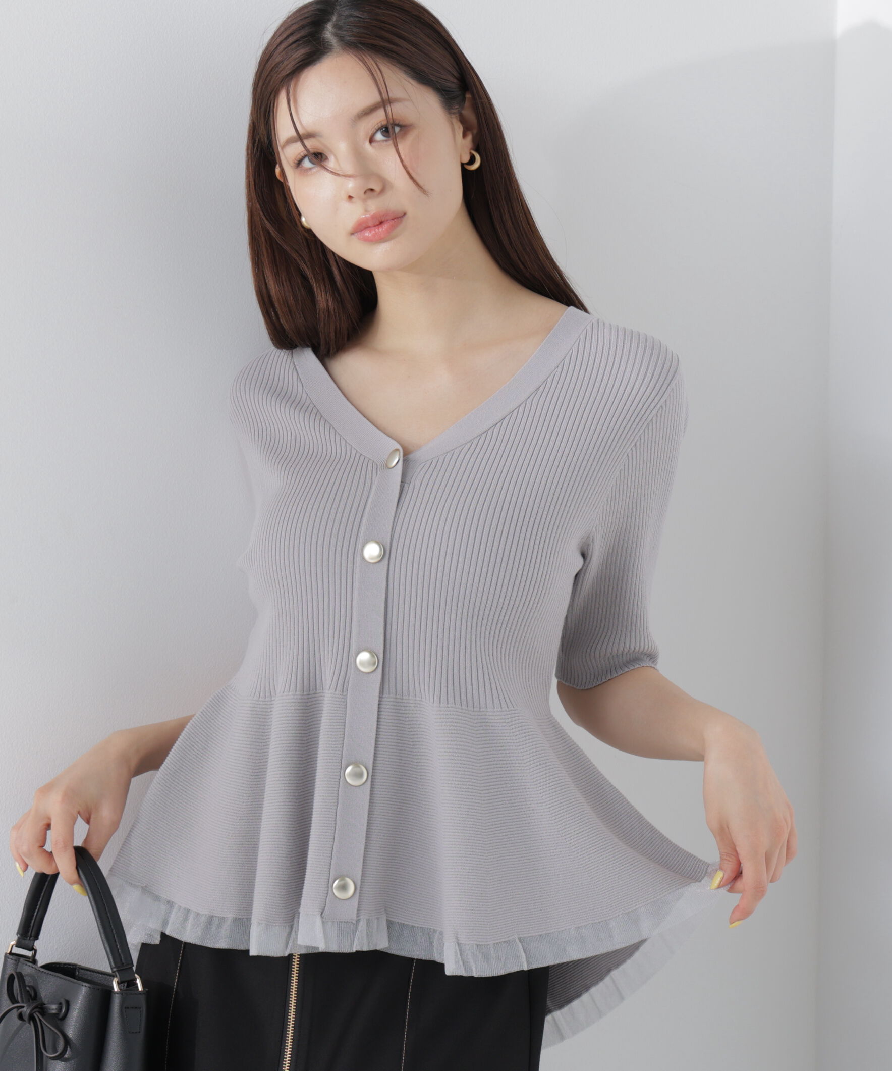 PROPORTION BODY DRESSING「部分シアーペプラムニット 26AW」|ニット・セーター|