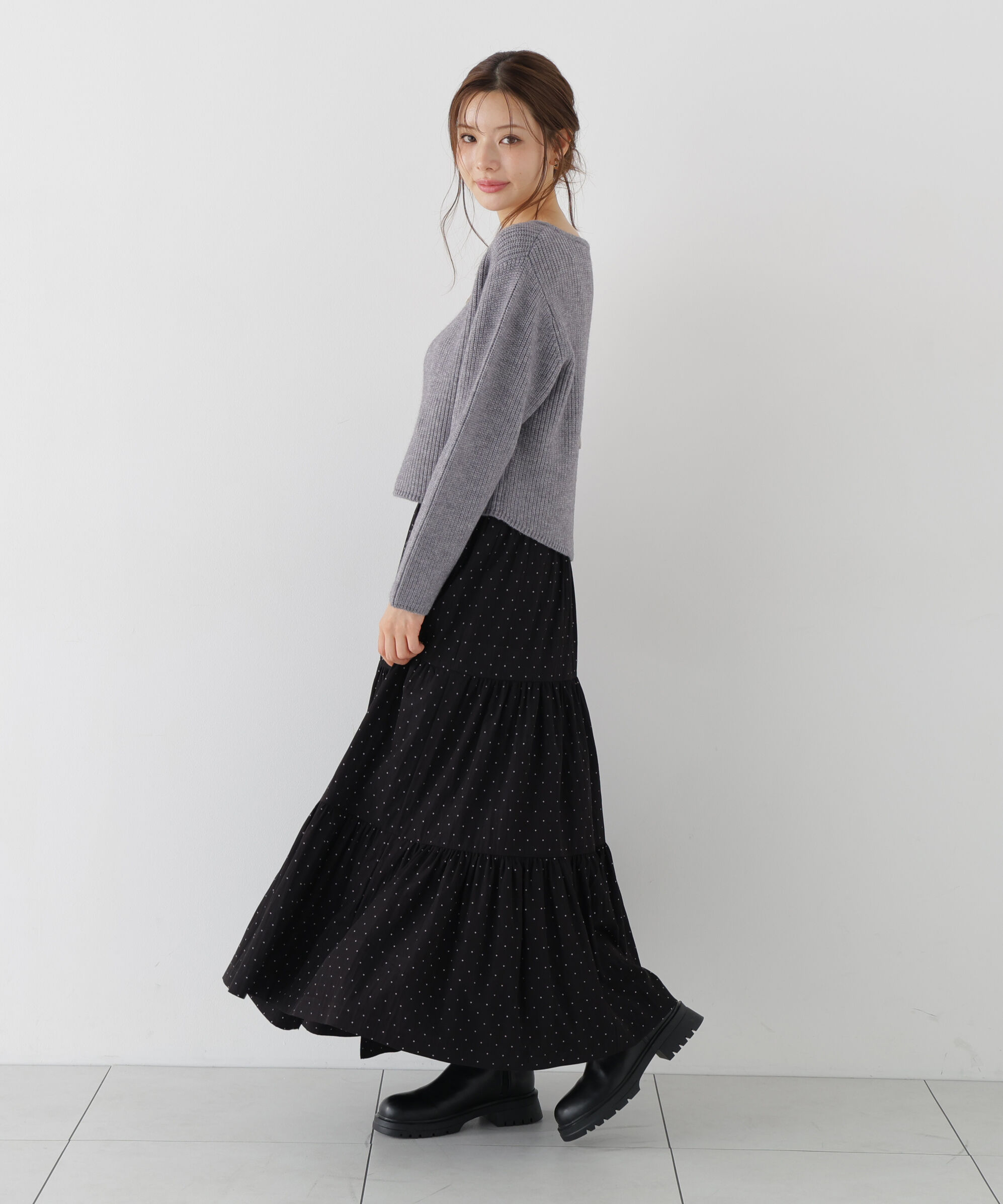 PROPORTION BODY DRESSING「＜加藤栞さん着用＞ドットタフタティアードスカート」|スカート|