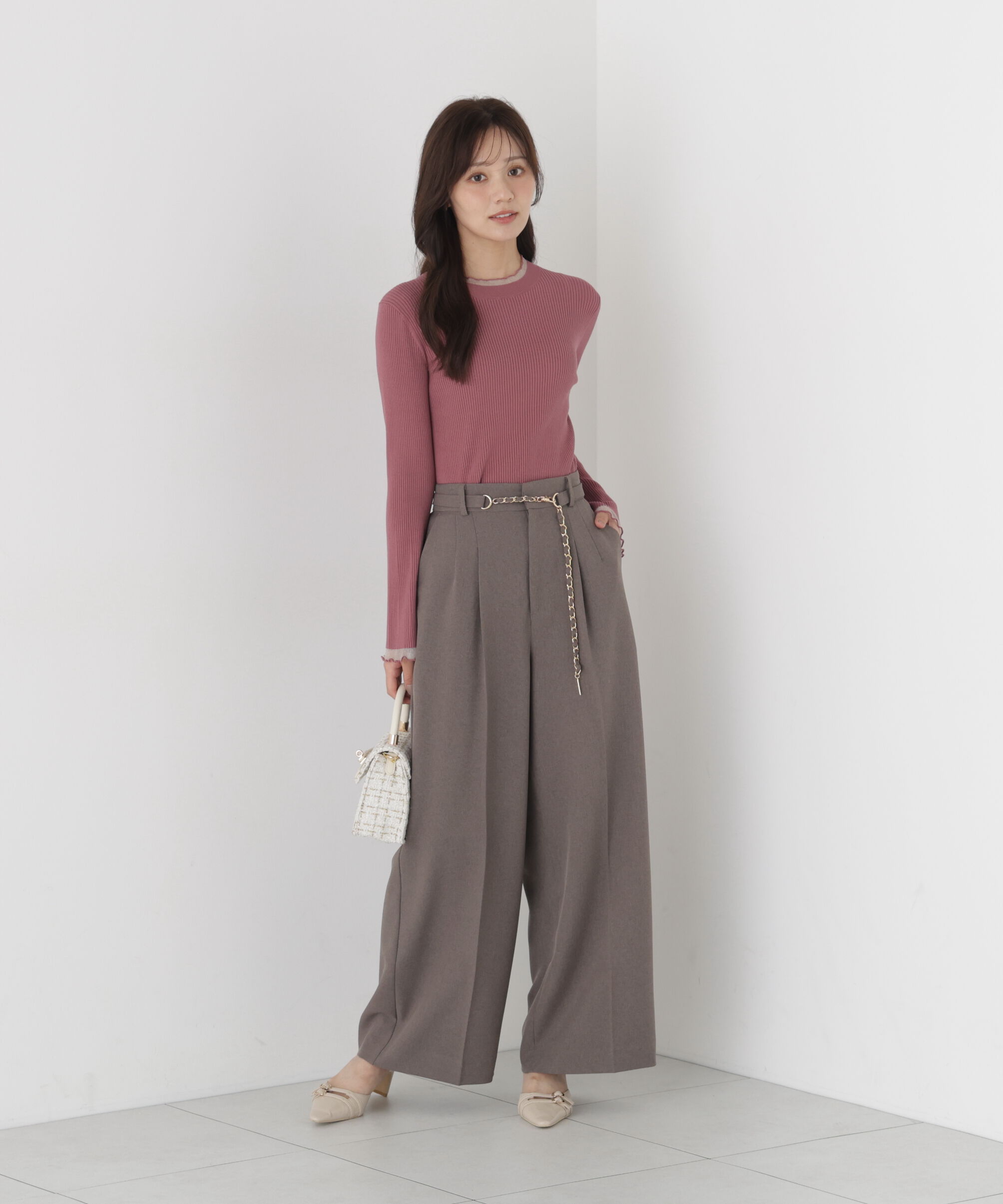 PROPORTION BODY DRESSING「＜加藤栞さん着用＞チェーンベルト付きワイドパンツ」|その他|