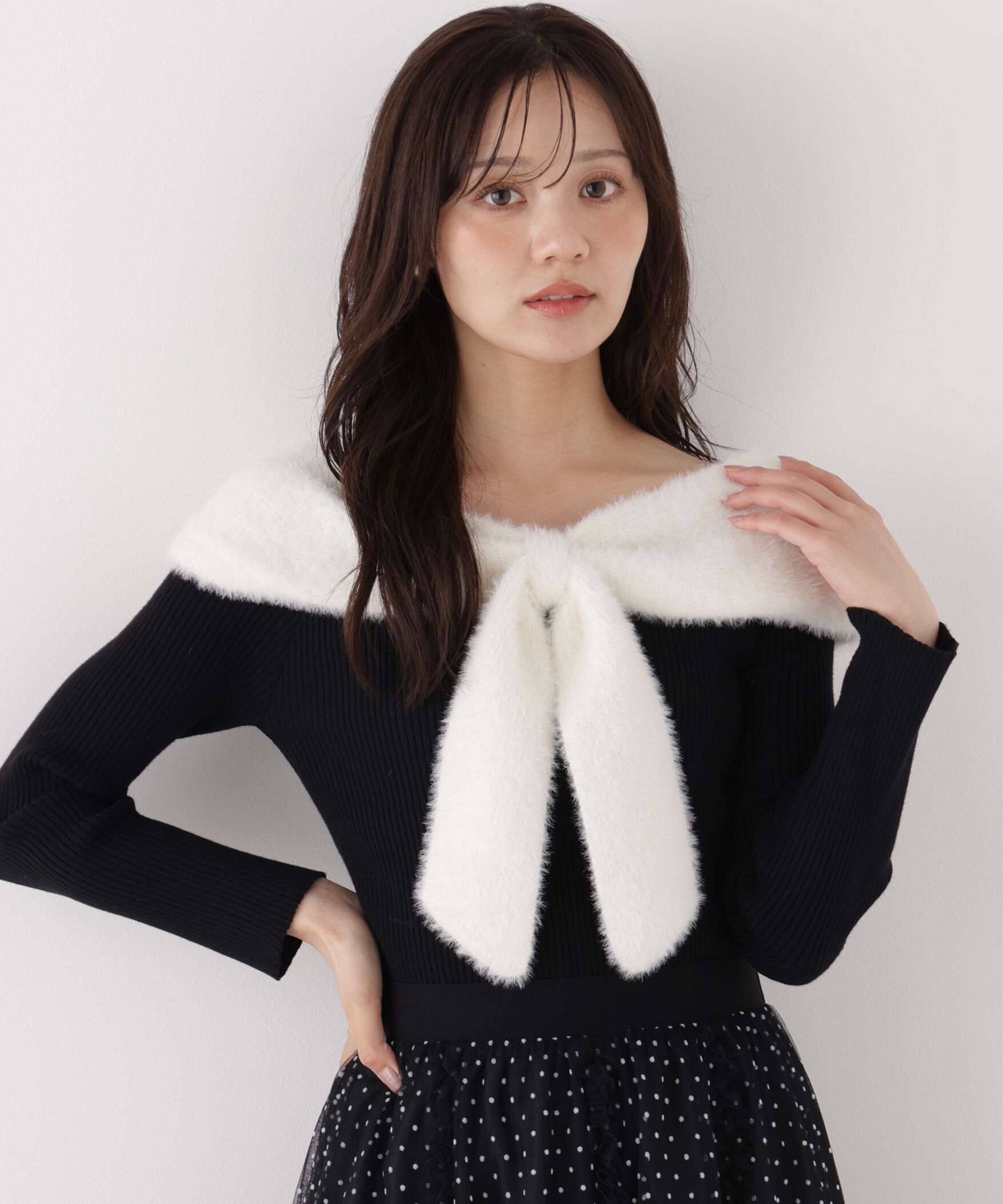 PROPORTION BODY DRESSING「＜加藤栞さん着用＞ミニシャギーケープニットトップス」|ニット・セーター|