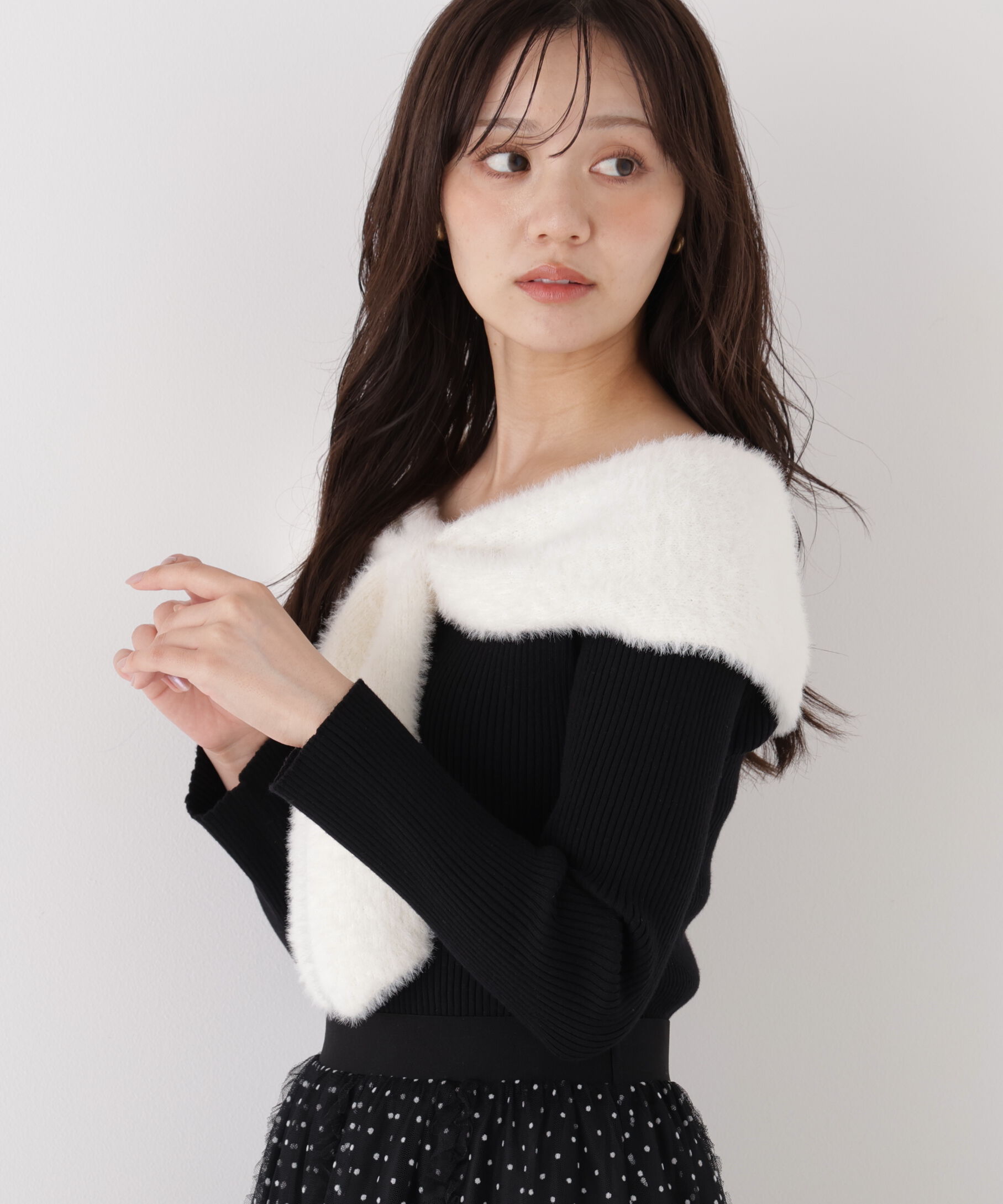 PROPORTION BODY DRESSING「＜加藤栞さん着用＞ミニシャギーケープニットトップス」|ニット・セーター|