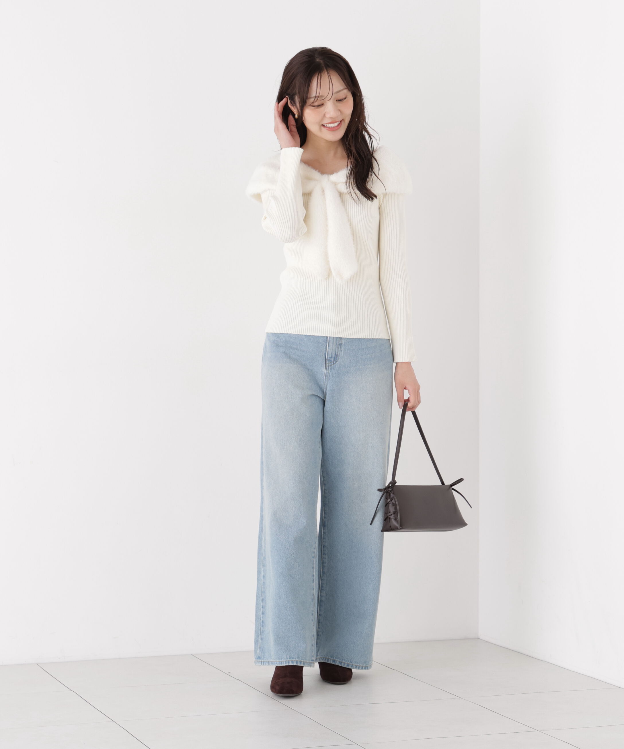PROPORTION BODY DRESSING「＜加藤栞さん着用＞ミニシャギーケープニットトップス」|ニット・セーター|