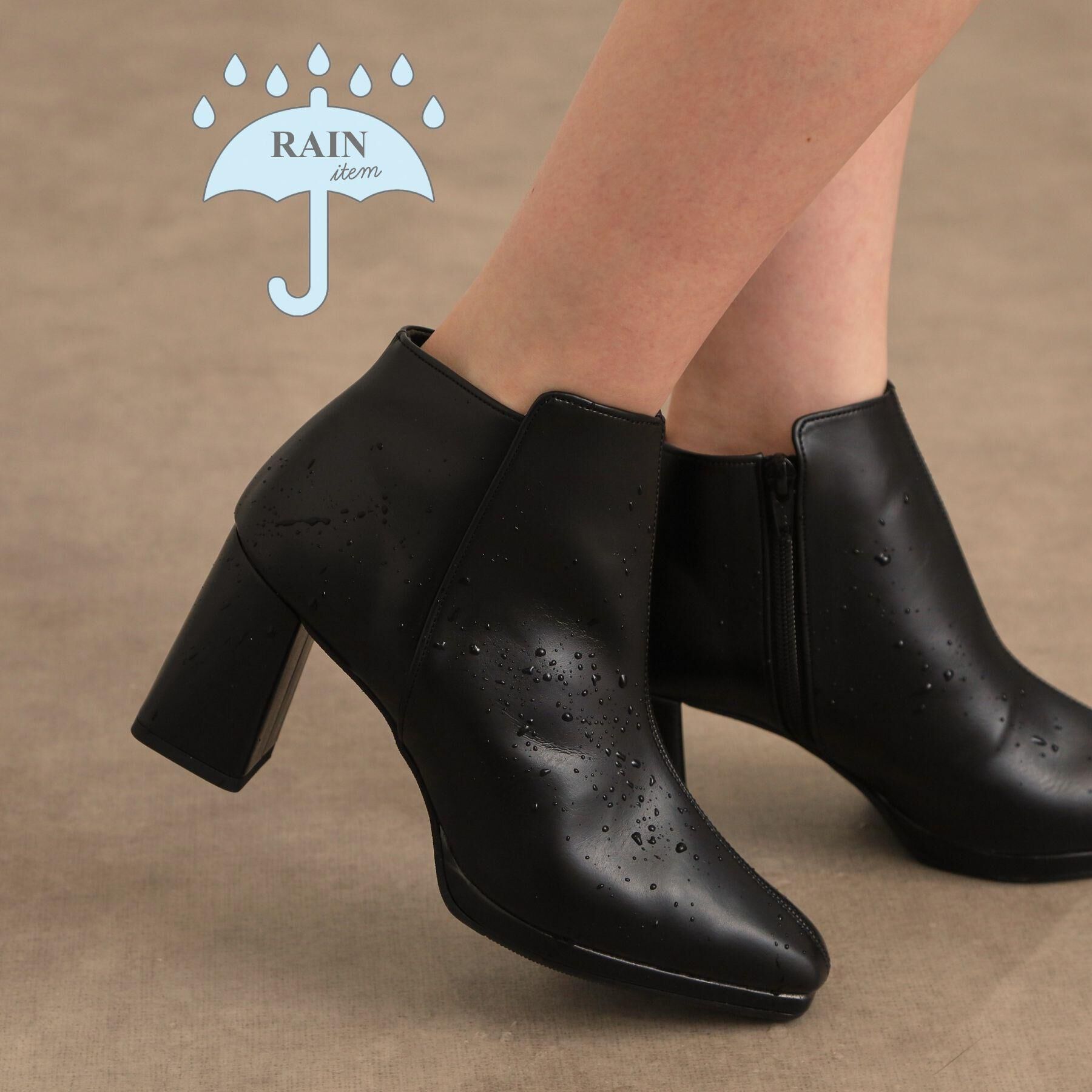 ESPERANZA「【レイン対応】ブロックヒールショートブーツ」|ショートブーツ|