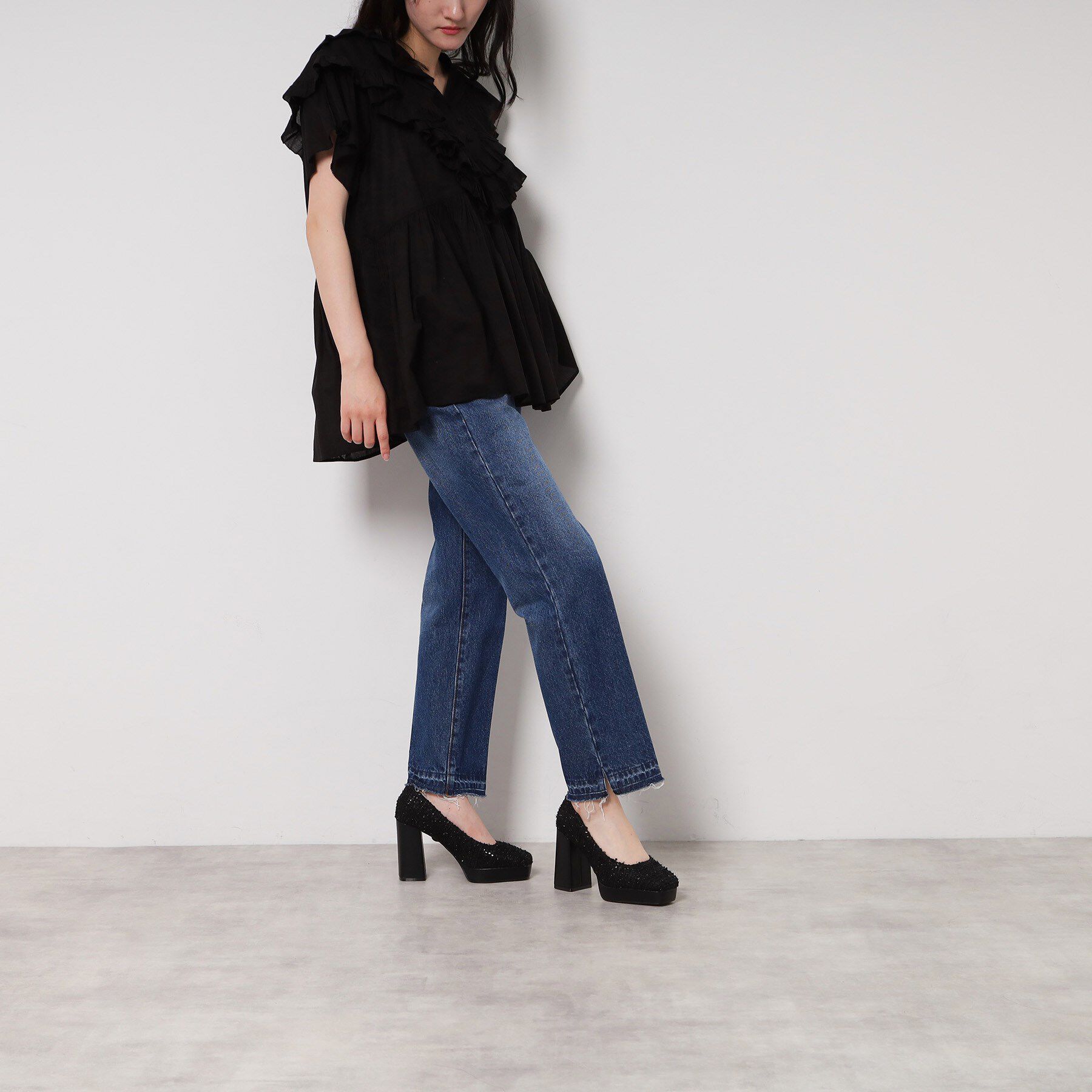 ESPERANZA「スクエアトゥダブルストラップ厚底パンプス」|パンプス|