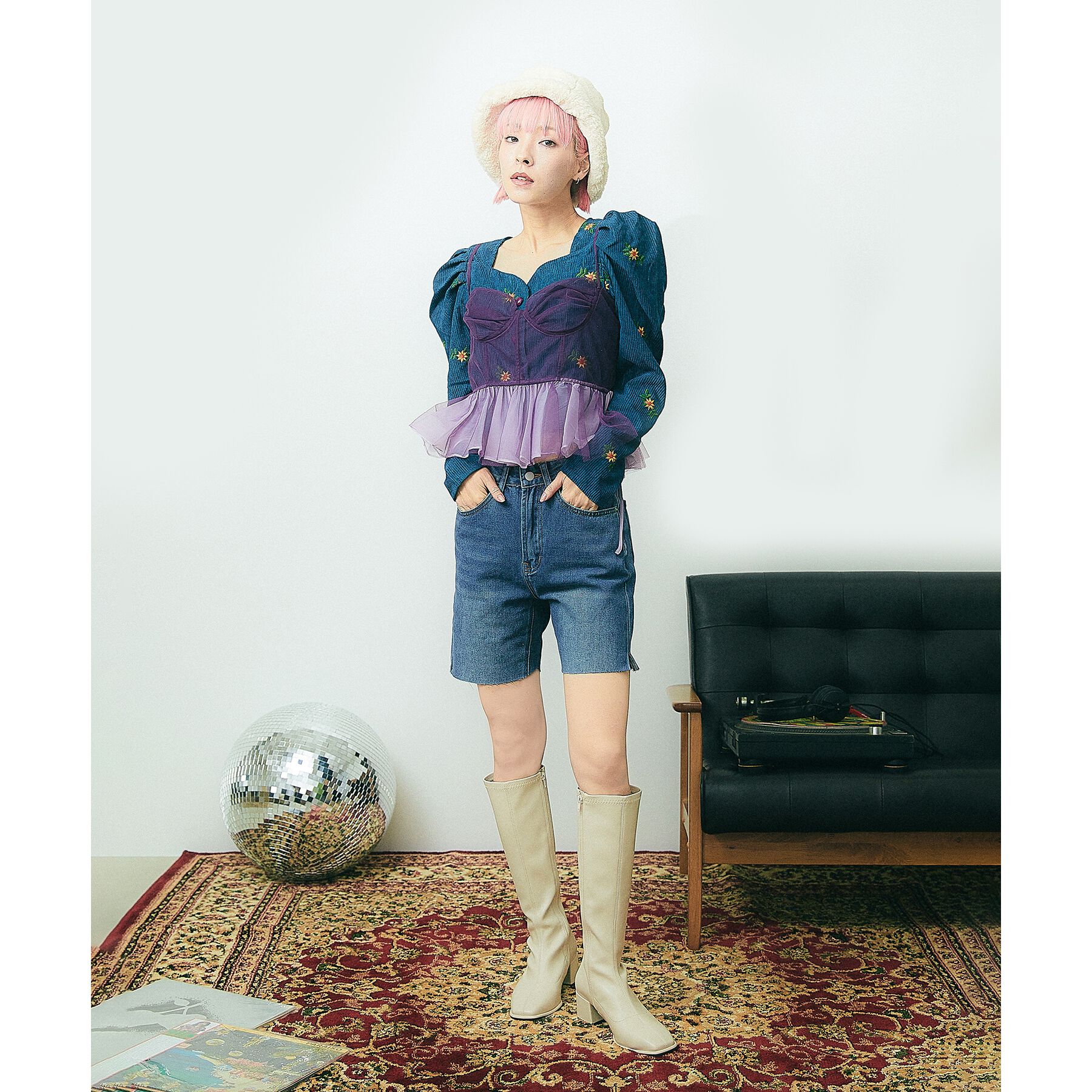 ESPERANZA「スクエアトゥロングブーツ【ロングセラー／歩きやすい／ローヒール／ストレッチ／サイドジップ／着脱簡単／」|ショートブーツ|