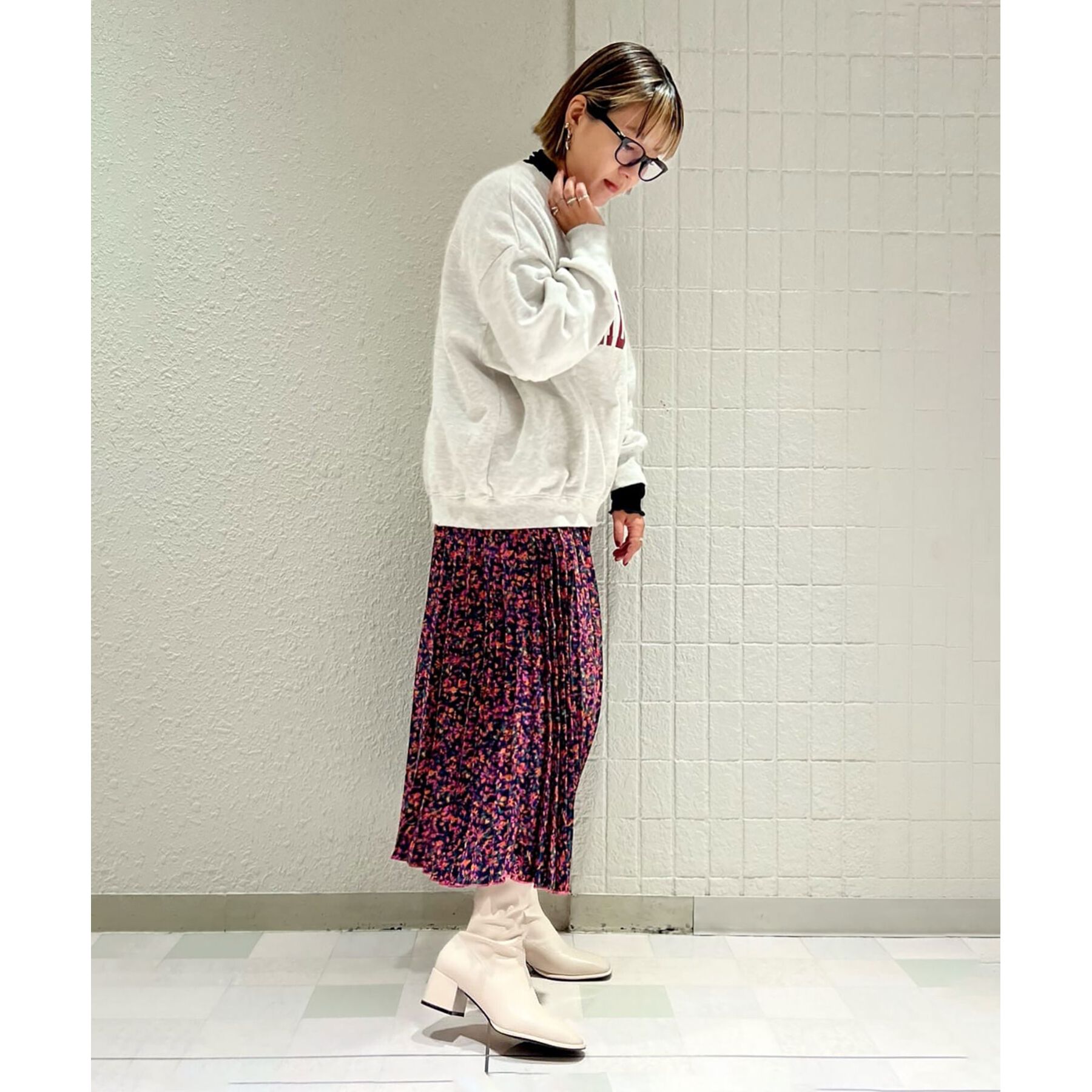 ESPERANZA「スクエアトゥロングブーツ【ロングセラー／歩きやすい／ローヒール／ストレッチ／サイドジップ／着脱簡単／」|ショートブーツ|