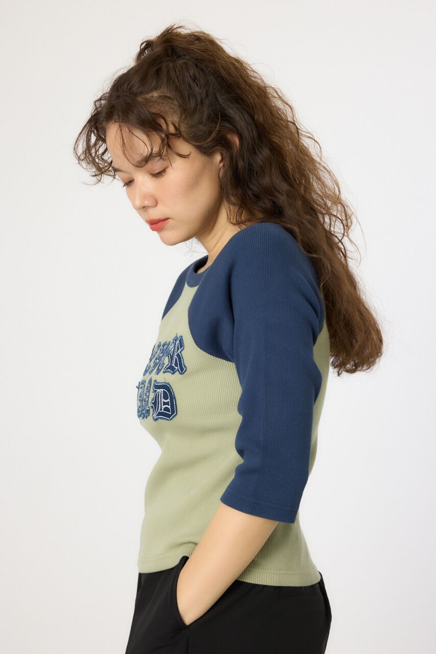 RODEO CROWNS「ダメージアップリケラグランリブ Tシャツ」|Tシャツ・カットソー|