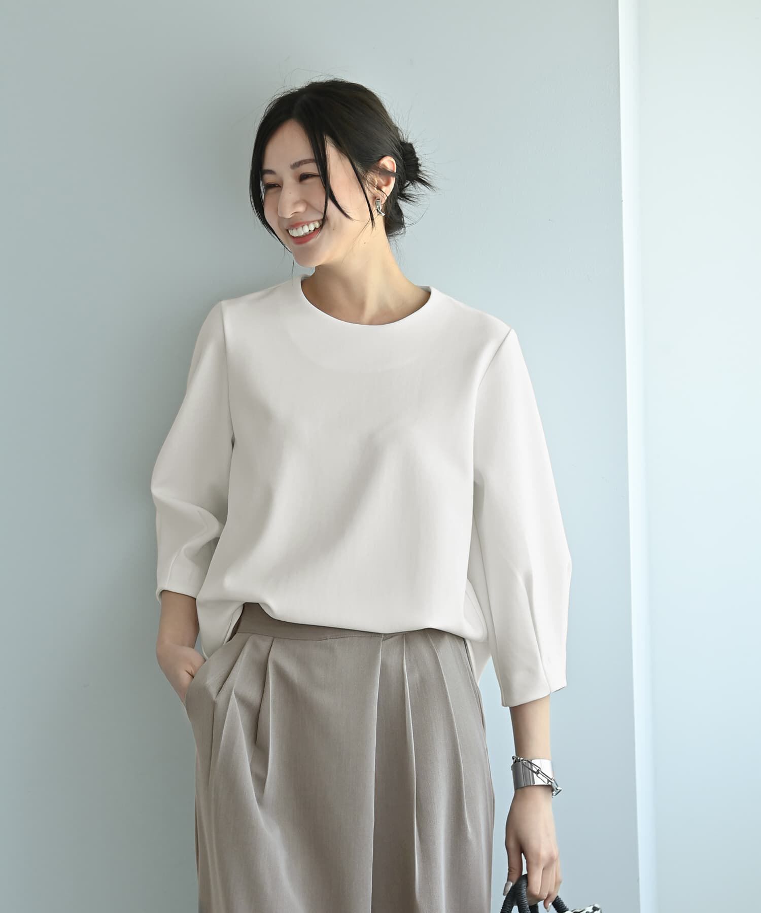 STYLE DELI「【Kana Oyama&times;BLK001】バックシャツ生地トップス／DELI size」|Tシャツ・カットソー|