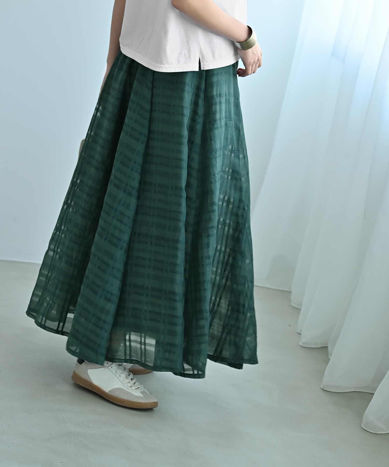 STYLE DELI「【Kana Oyama&times;BLK001】シアーチェックスカート／DELI size」|スカート|