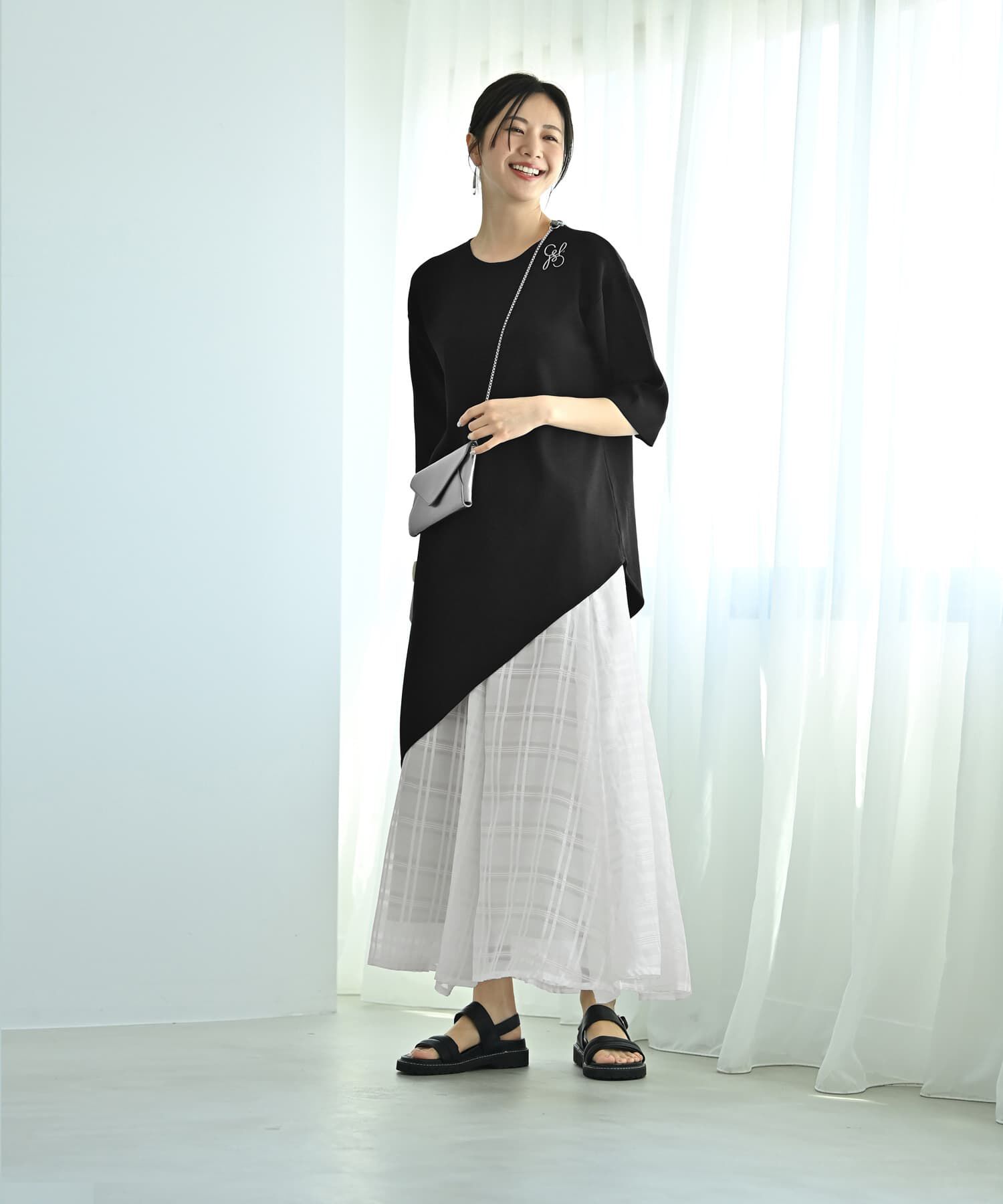STYLE DELI「【Kana Oyama&times;BLK001】シアーチェックスカート／DELI size」|スカート|