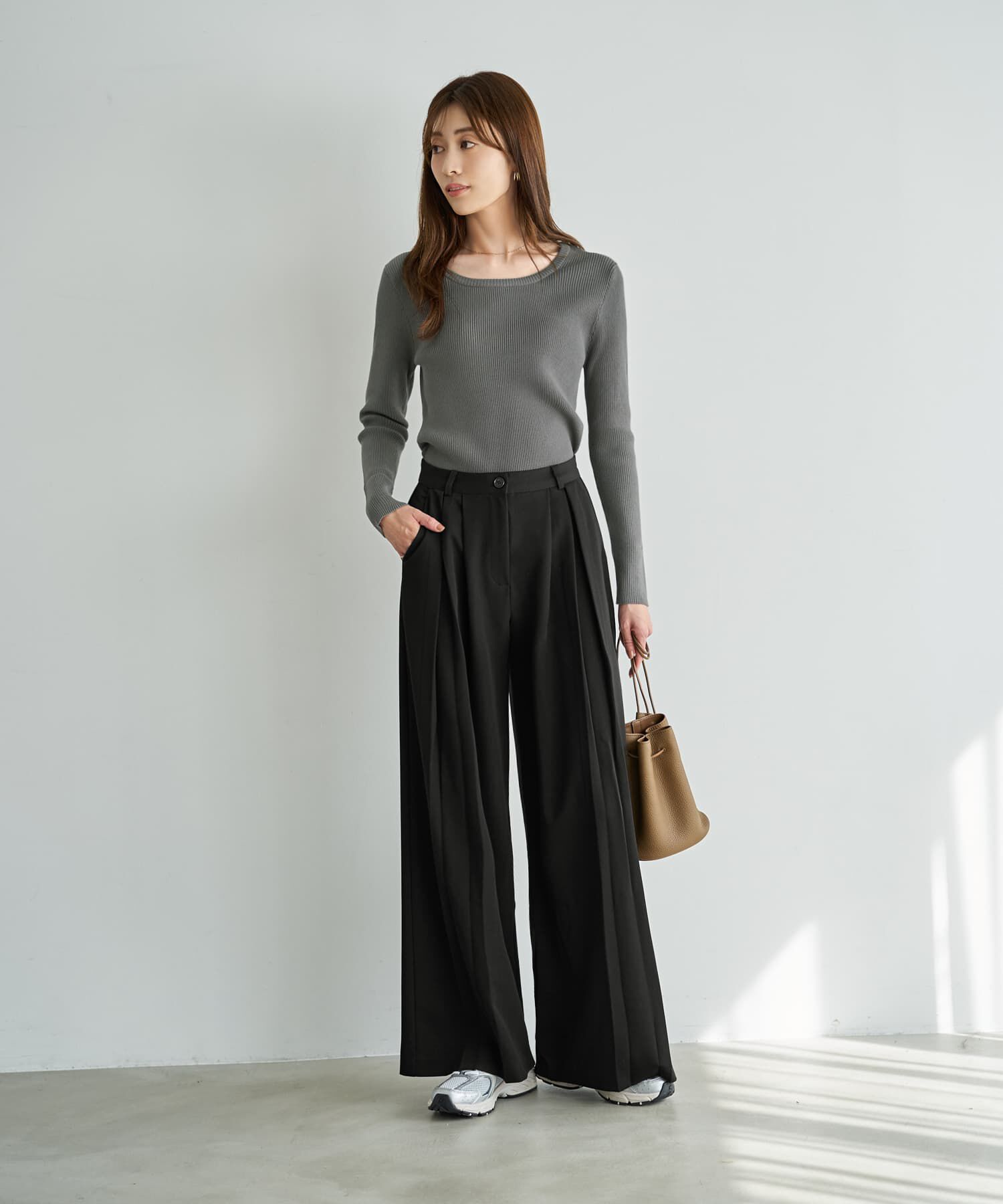 STYLE DELI「２タック幅広ブラックワイドパンツ」|その他|