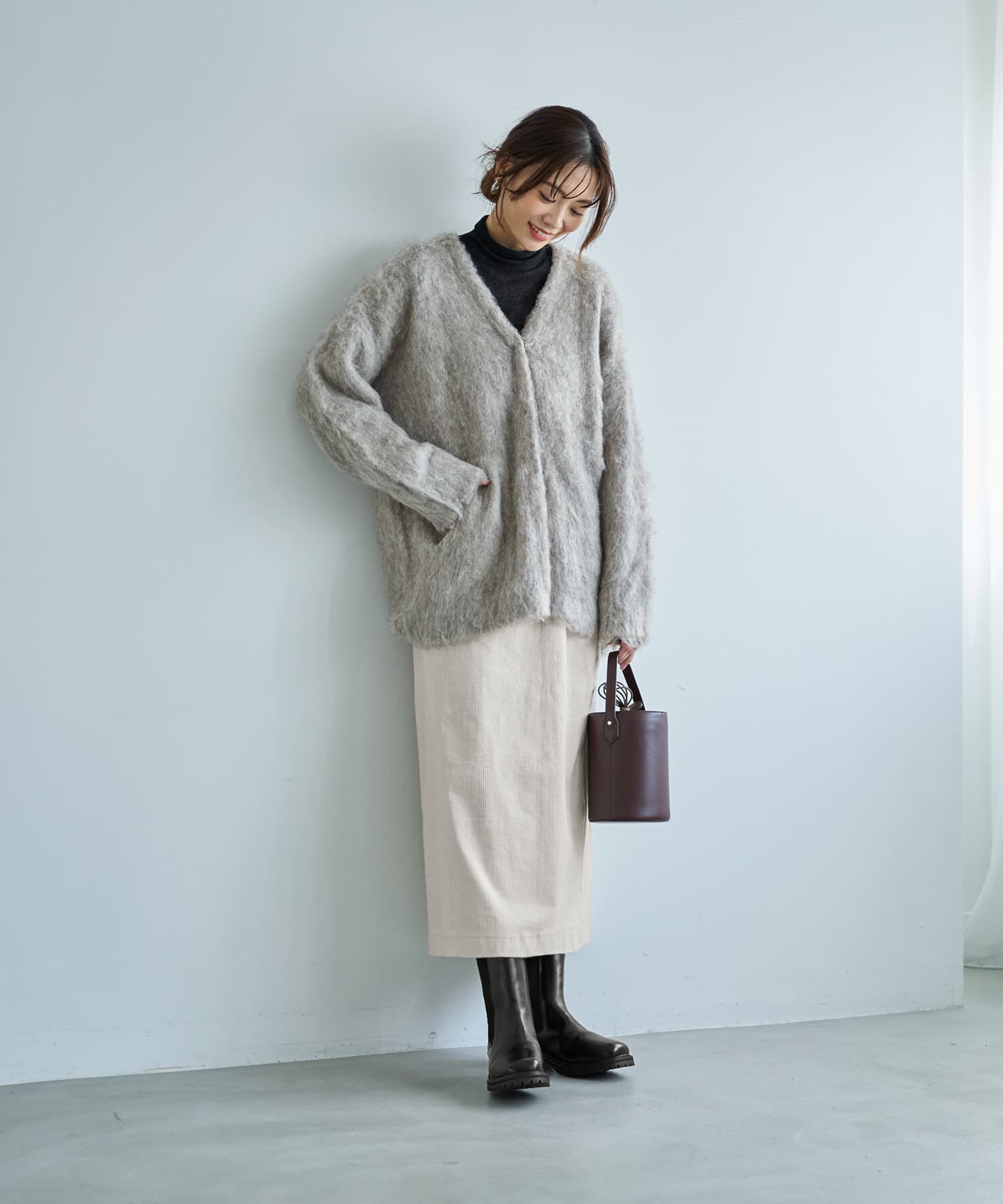 STYLE DELI「【LUXE】毛起こしブークレジャケット風カーディガン」|ニット・セーター|