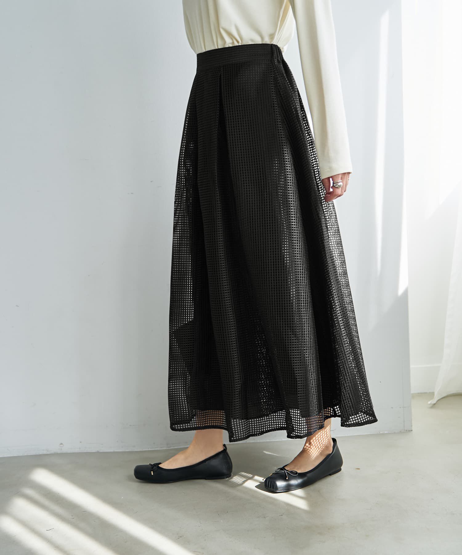STYLE DELI「【LUXE】メッシュフレアスカート」|スカート|