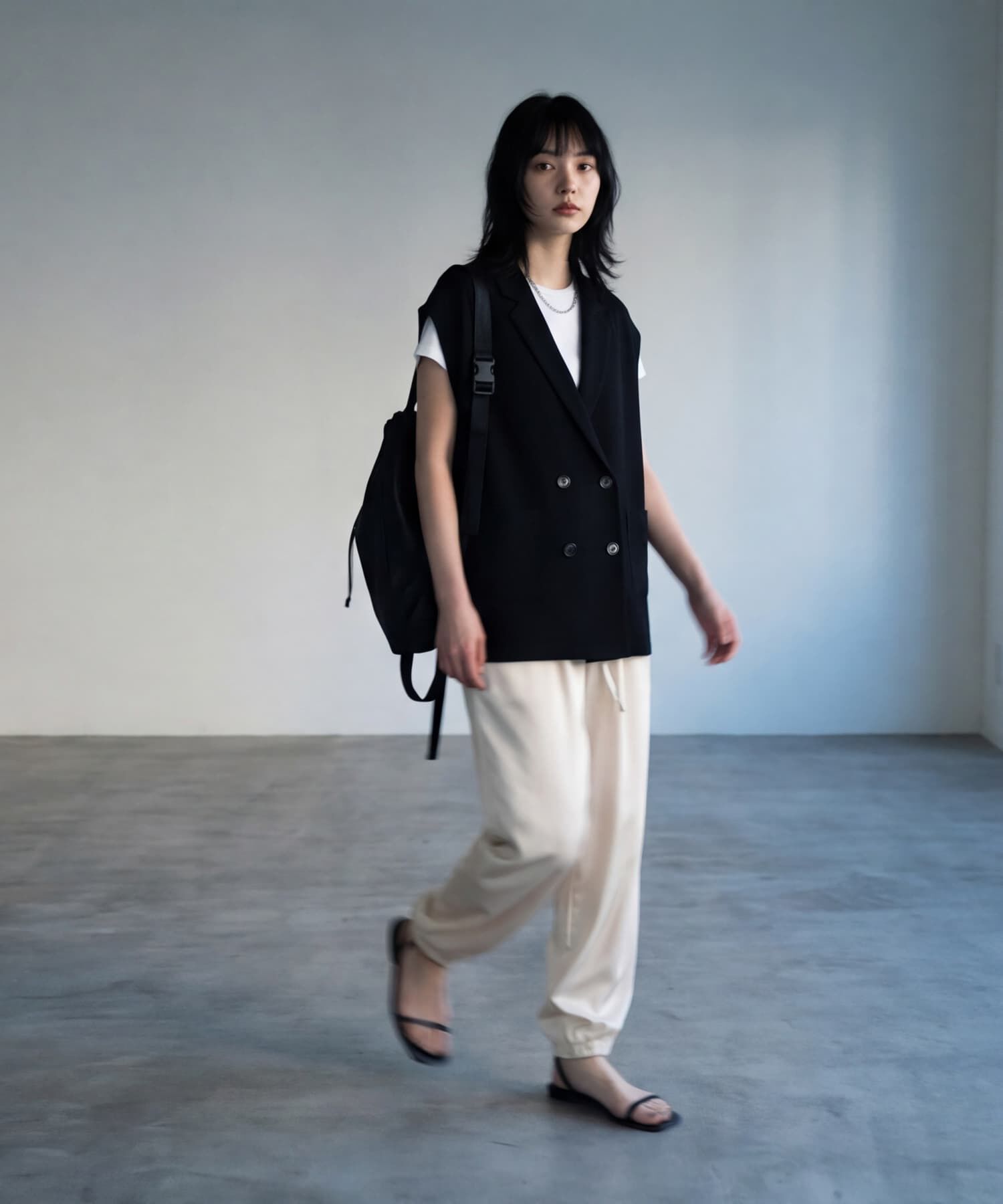 STYLE DELI「【BLK001】オーバーサイズニットジレ」|ベスト・ジレ|