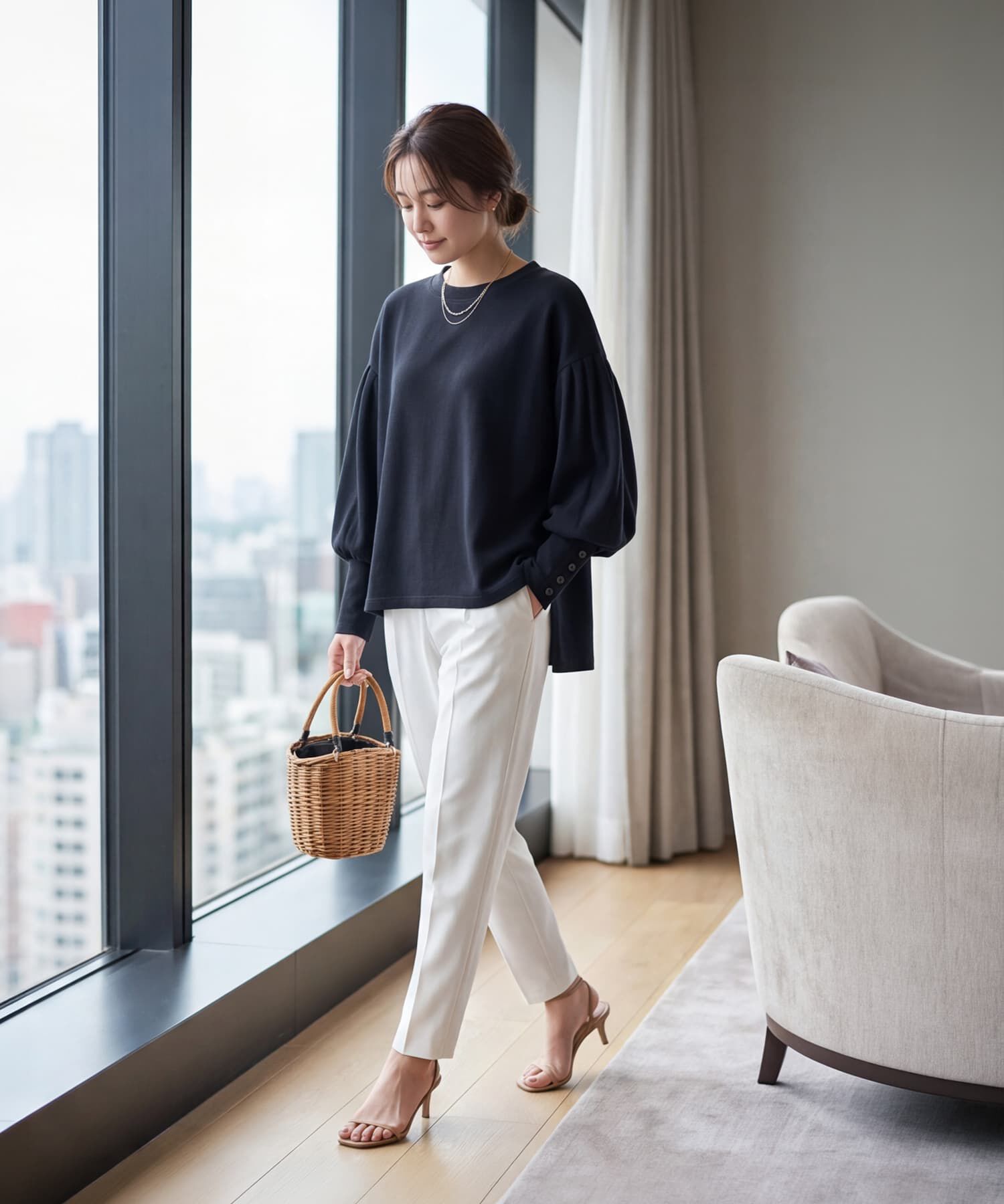 STYLE DELI「【DELI by】抜け感ランタンスリーブプルオーバートップス」|Tシャツ・カットソー|