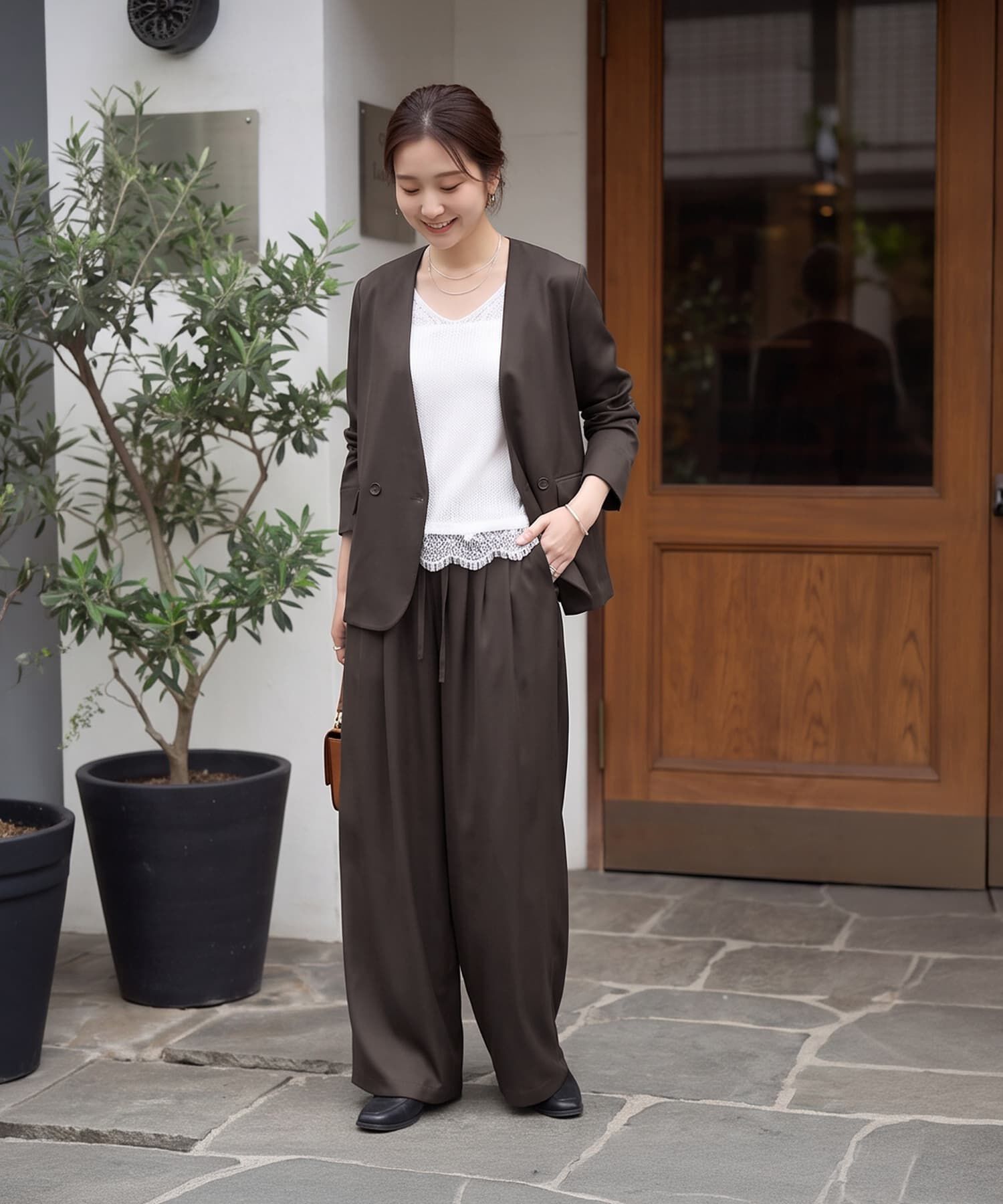 STYLE DELI「【セット対応】微光沢ツイル裏付きドレープパンツ」|その他|