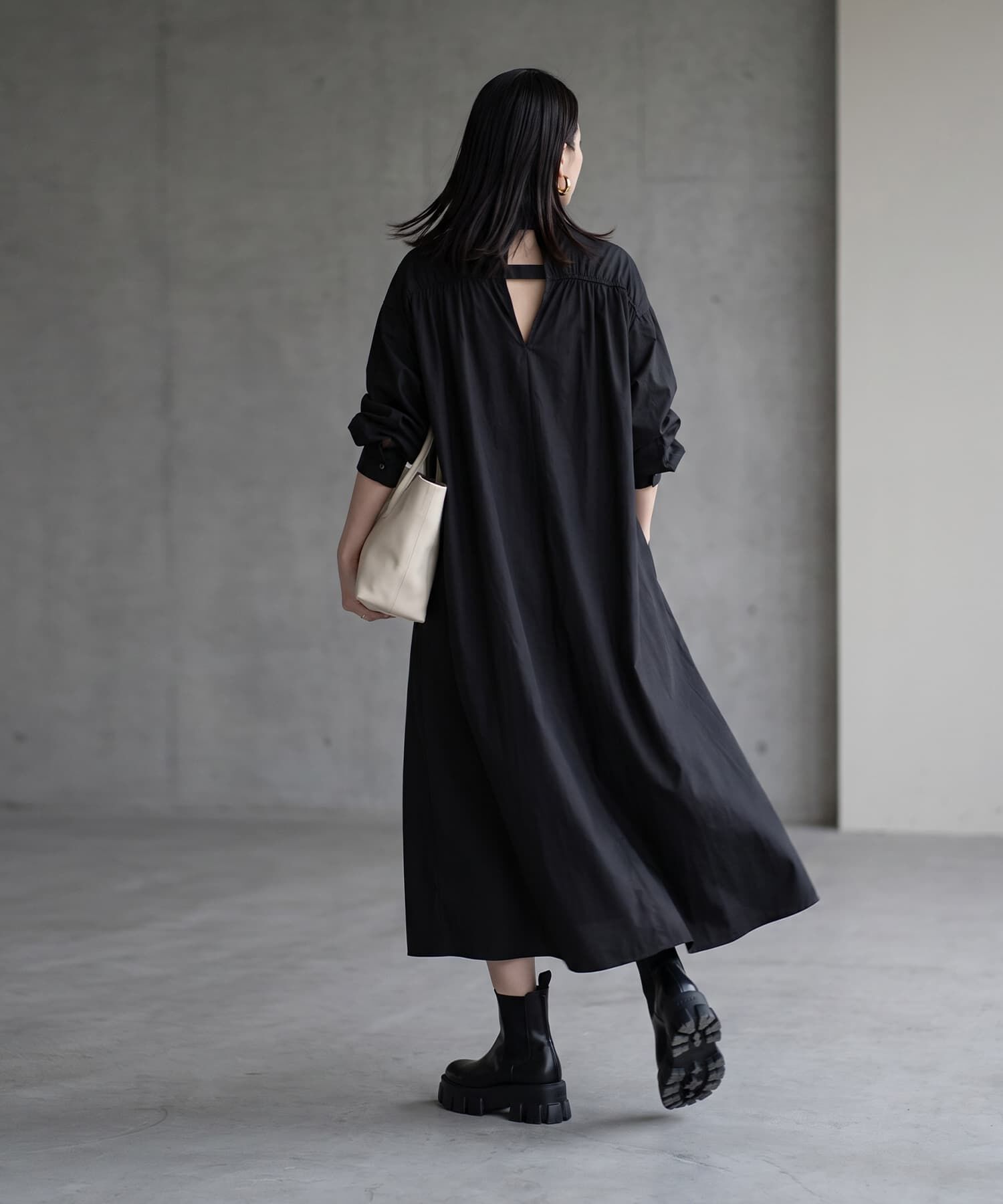 STYLE DELI「【BLK001】バックレスカットアウトシャツワンピース」|ワンピース|