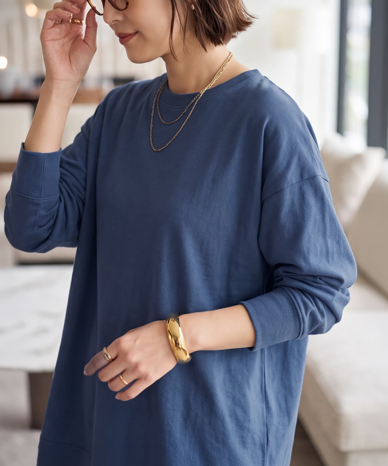STYLE DELI「【DELI by】コットン100%ルーズフィットロングスリーブT」|Tシャツ・カットソー|ブルー