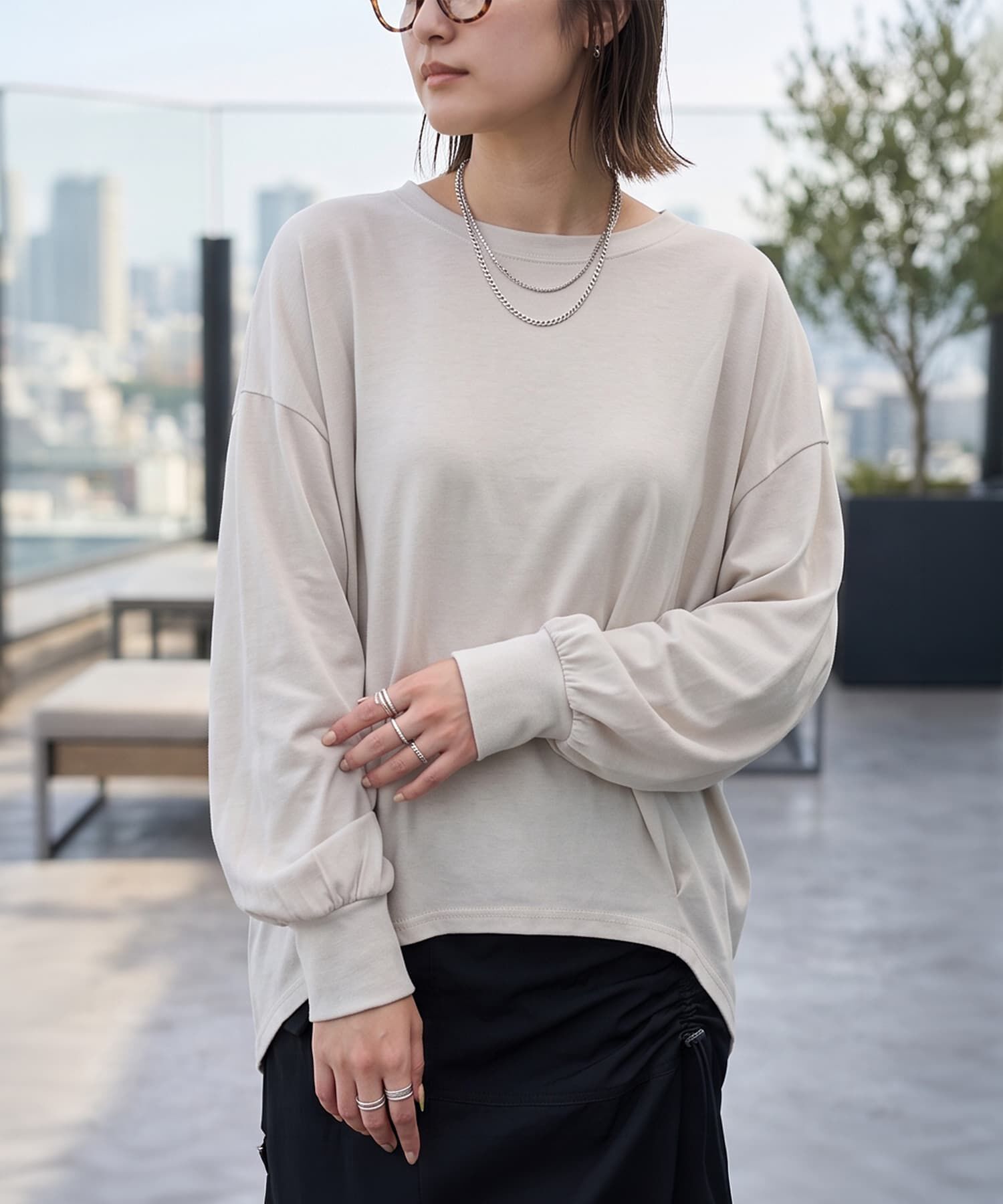 STYLE DELI「【DELI by】コットン100%バックロングプルオーバー」|スウェット・ジャージ|グレージュ