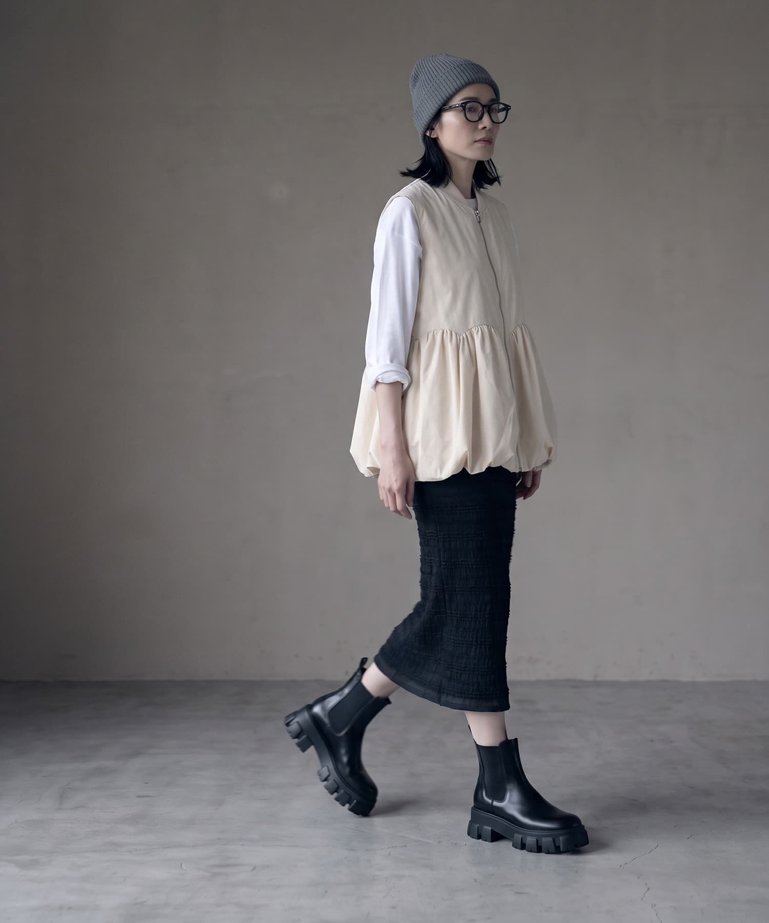 STYLE DELI「【BLK001】バルーンギャザーベスト」|ベスト・ジレ|
