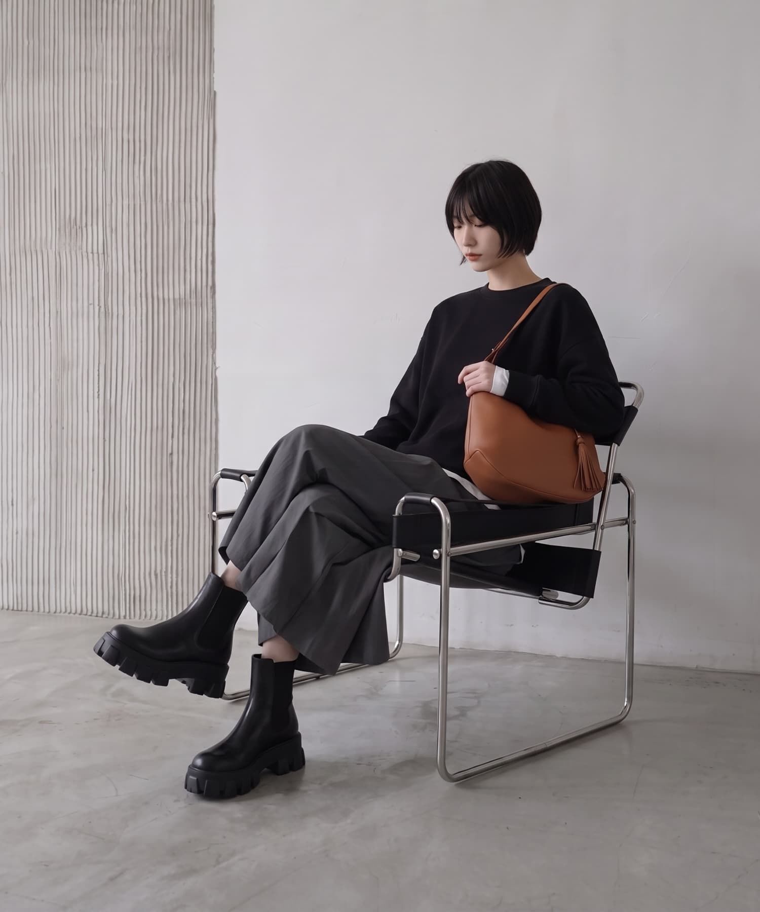 STYLE DELI「【BLK001】変形スカート風ワイドタックパンツ」|その他|