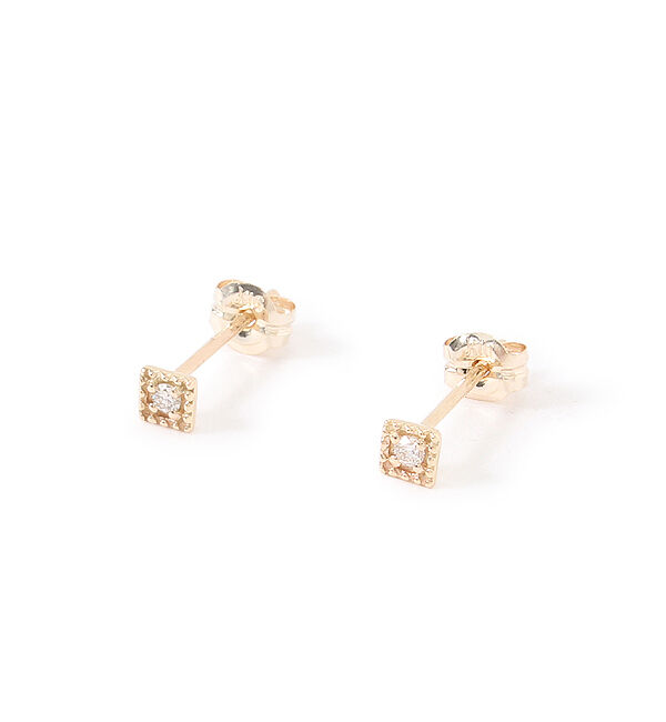 JUPITER「【K10】ダイヤモンドスクエアピアス」|ピアス|ゴールド