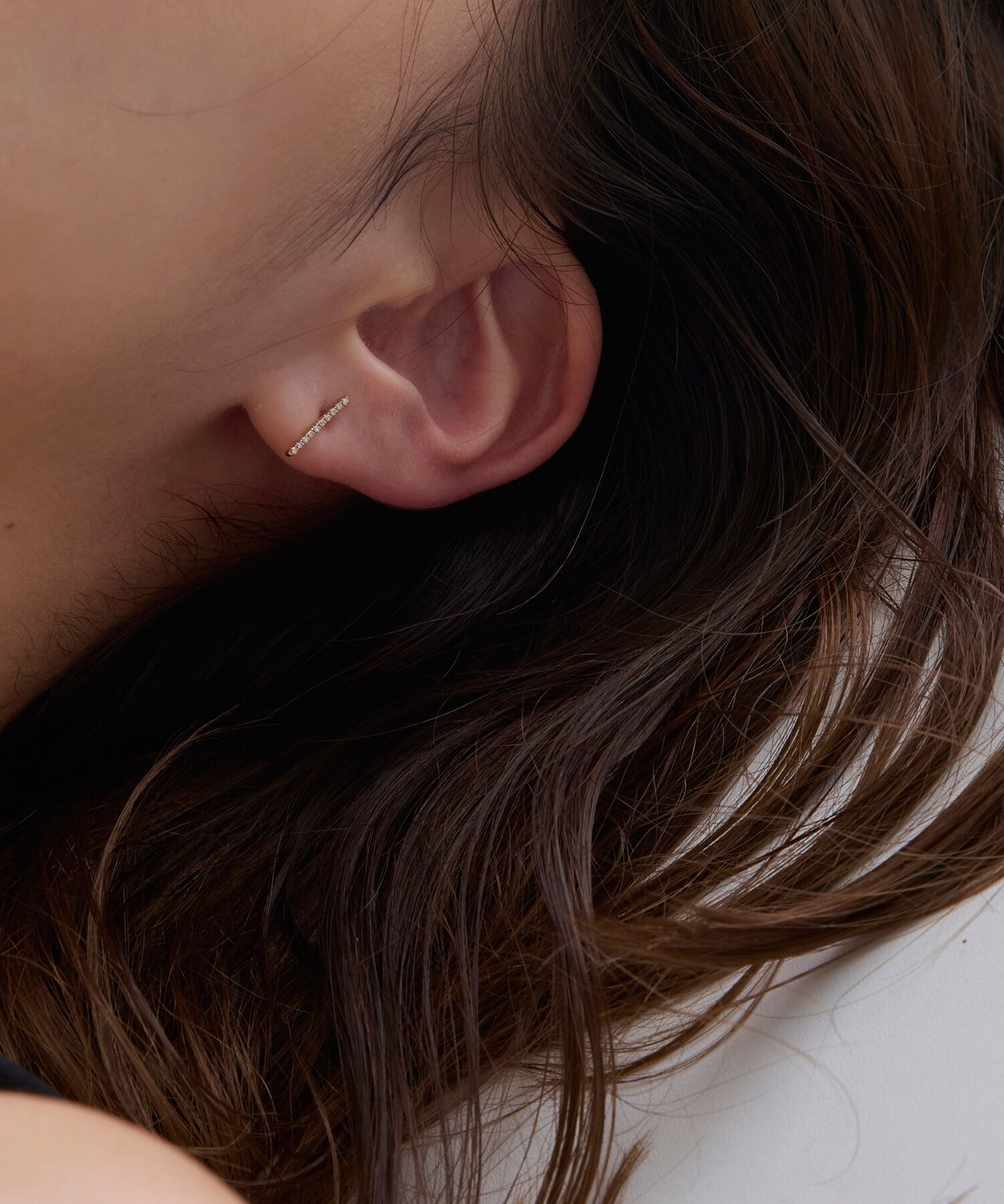 JUPITER「【K10】ダイヤモンドバーピアス /片耳」|ピアス|