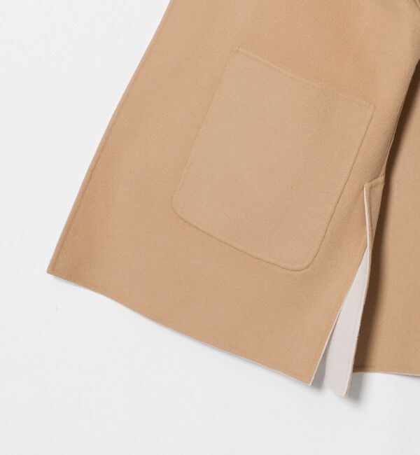 UNITED ARROWS「バイカラー リバー ミドルコート」|ノーカラーコート|