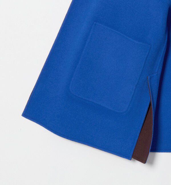UNITED ARROWS「バイカラー リバー ミドルコート」|ノーカラーコート|