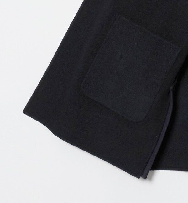 UNITED ARROWS「バイカラー リバー ミドルコート」|ノーカラーコート|