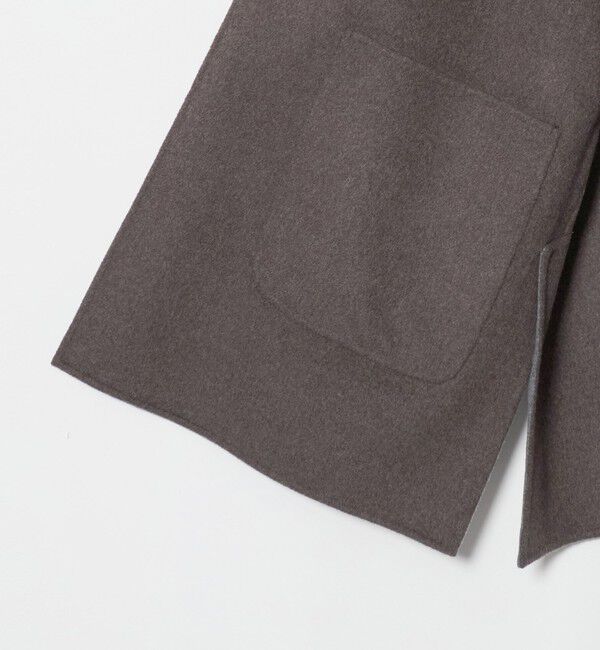 UNITED ARROWS「バイカラー リバー ミドルコート」|ノーカラーコート|