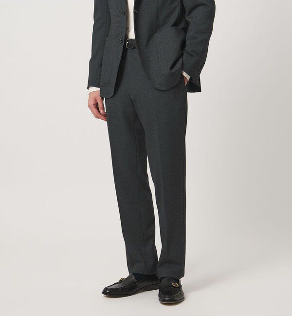 UNITED ARROWS「ハウンドトゥース ジャージ サイドエクステンド ノープリーツ スラックス COMFORT EASY-MODEL」|スラックス|