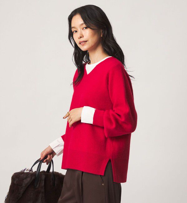 UNITED ARROWS green label relaxing「FOXブレンド フォルム Vネック ニット」|ニット・セーター|