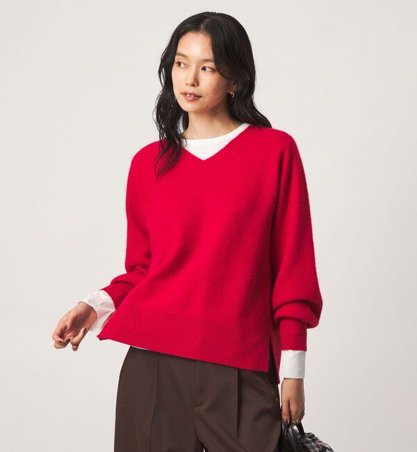 UNITED ARROWS green label relaxing「FOXブレンド フォルム Vネック ニット」|ニット・セーター|