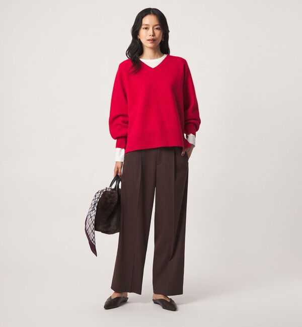 UNITED ARROWS green label relaxing「FOXブレンド フォルム Vネック ニット」|ニット・セーター|