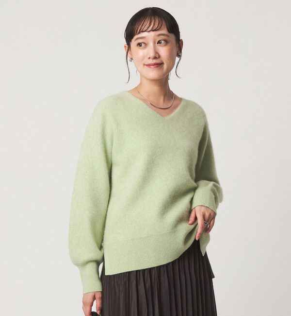 UNITED ARROWS green label relaxing「FOXブレンド フォルム Vネック ニット」|ニット・セーター|LIME