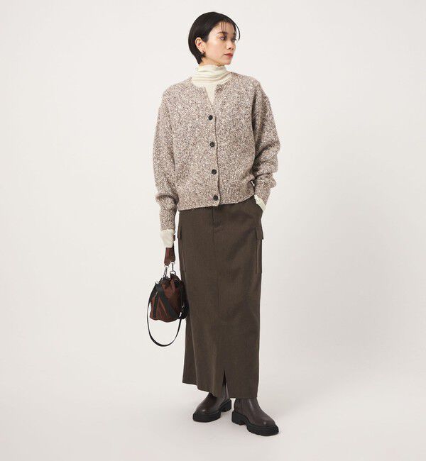 UNITED ARROWS green label relaxing「メランジ カルゼ スカート」|台形|