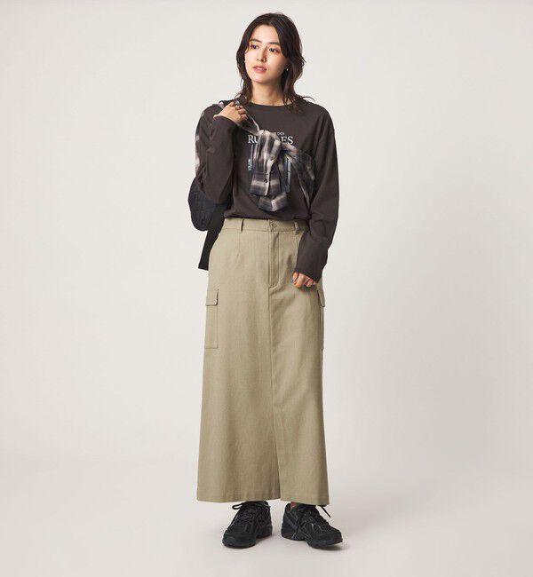UNITED ARROWS green label relaxing「メランジ カルゼ スカート」|台形|