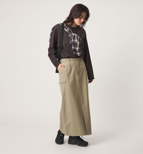 UNITED ARROWS green label relaxing「メランジ カルゼ スカート」|台形|