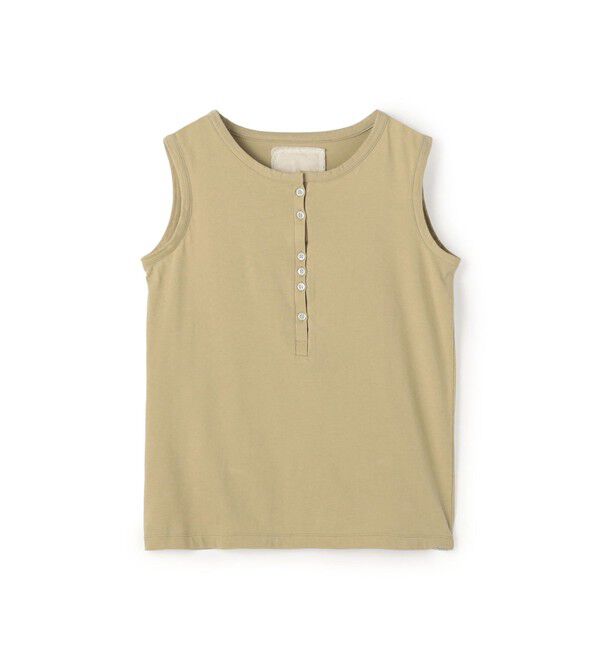 TOMORROWLAND GOODS「V::room コットンジャージー ヘンリーネックノースリーブプルオーバー」|Tシャツ・カットソー|43 ベージュ