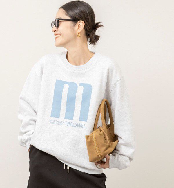 MAQWEL「【MAQWEL/マクウェル】 LARGE M プリントスウェット裏起毛」|Tシャツ・カットソー|ライトグレー
