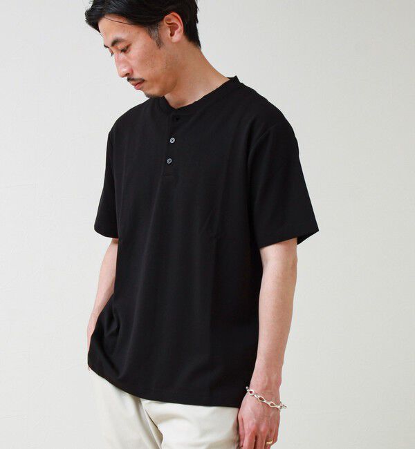 GLOSTER「【抗菌防臭】ポンチ素材 ヘンリーネックTシャツ」|Tシャツ・カットソー|