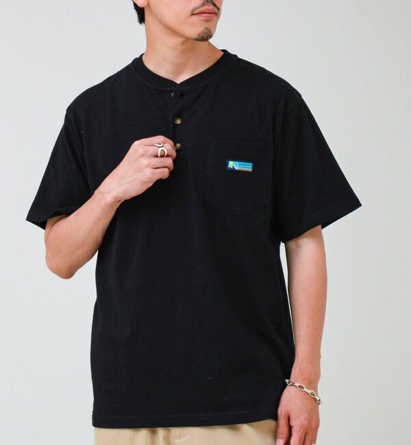 GLOSTER「【Franklin Climbing/フランクリンクライミング】ヘンリーネックラベルTシャツ」|Tシャツ・カットソー|ブラック