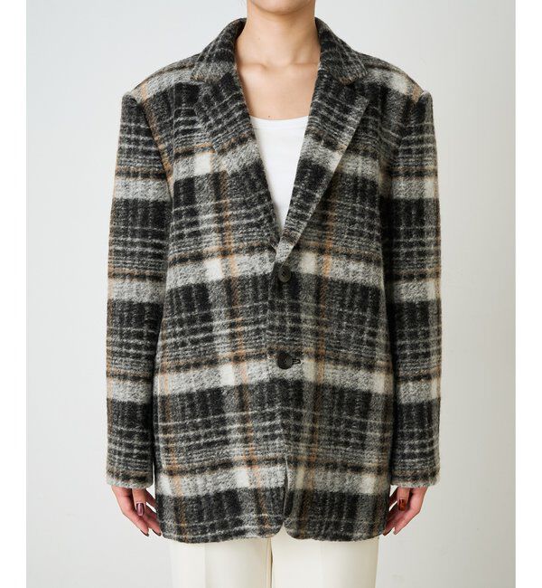 Drawing Numbers「【Drawing Numbers】スライバーチェックワイドジャケット」|テーラードジャケット|