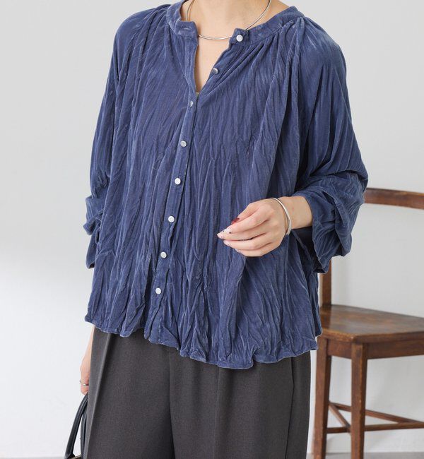  「《前後２WAY／体型カバー》プリーツベロアカットソー」|Tシャツ・カットソー|