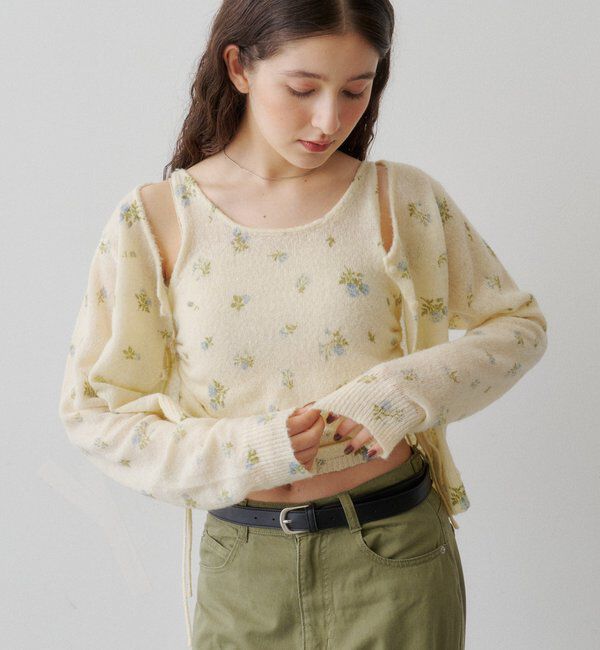 「【着回し力◎/花柄&無地】モヘアフラワーアンサンブルニット」|ニット・セーター|