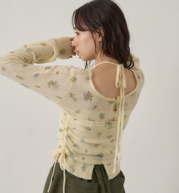  「【着回し力◎/花柄&無地】モヘアフラワーアンサンブルニット」|ニット・セーター|